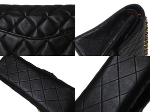 CHANEL シャネル マトラッセ23 Wフラップ Wチェーン ショルダーバッグ 0番台 ラムスキン ココマーク ブラック ゴールド金具 美品 中古 4b000202
