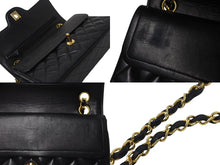 Load image into Gallery viewer, CHANEL シャネル マトラッセ23 Wフラップ Wチェーン ショルダーバッグ 0番台 ラムスキン ココマーク ブラック ゴールド金具 美品 中古 4b000202