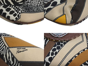 Roberto Cavalli FREEDOM ロベルトカバリ フリーダム アニマル柄 フリンジ レザー ショルダーバッグ ブラウン イエロー ベージュ 美品 中古 4b003183