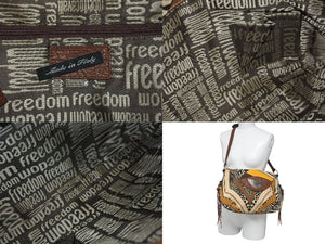 Roberto Cavalli FREEDOM ロベルトカバリ フリーダム アニマル柄 フリンジ レザー ショルダーバッグ ブラウン イエロー ベージュ 美品 中古 4b003183