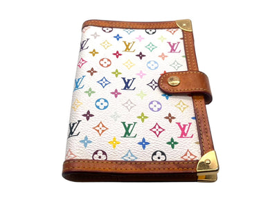 LOUIS VUITTON ルイヴィトン モノグラム マルチカラー アジェンダPM 手帳カバー R20896 PVC ヌメ革 村上隆 小物 ロゴ 良品 中古 4b000038