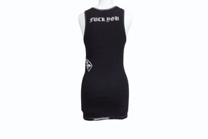 CHROME HEARTS クロムハーツ オールドサイドロゴ FUCKYOU ロングタンクトップ コットン ブラック サイズS 美品 中古 4b003822 