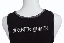 画像をギャラリービューアに読み込む, CHROME HEARTS クロムハーツ オールドサイドロゴ FUCKYOU ロングタンクトップ コットン ブラック サイズS 美品 中古 4b003822 