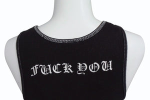 CHROME HEARTS クロムハーツ オールドサイドロゴ FUCKYOU ロングタンクトップ コットン ブラック サイズS 美品 中古 4b003822 