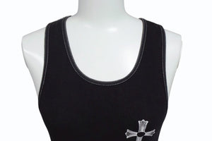 CHROME HEARTS クロムハーツ オールドサイドロゴ FUCKYOU ロングタンクトップ コットン ブラック サイズS 美品 中古 4b003822 