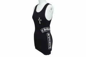 CHROME HEARTS クロムハーツ オールドサイドロゴ FUCKYOU ロングタンクトップ コットン ブラック サイズS 美品 中古 4b003822 