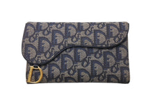Load image into Gallery viewer, Christian Dior クリスチャンディオール 三つ折り財布 TR0051 トロッター サドル キャンバス レザー ネイビー 美品 中古 4b000040
