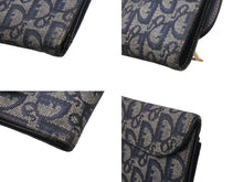 Load image into Gallery viewer, Christian Dior クリスチャンディオール 三つ折り財布 TR0051 トロッター サドル キャンバス レザー ネイビー 美品 中古 4b000040