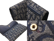 Load image into Gallery viewer, Christian Dior クリスチャンディオール 三つ折り財布 TR0051 トロッター サドル キャンバス レザー ネイビー 美品 中古 4b000040