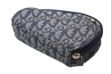 Load image into Gallery viewer, Christian Dior クリスチャンディオール サドルポーチ CR1000 トロッター柄 キャンバス レザー ネイビー ゴールド金具 良品 中古 4b000041