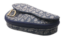 Load image into Gallery viewer, Christian Dior クリスチャンディオール サドルポーチ CR1000 トロッター柄 キャンバス レザー ネイビー ゴールド金具 良品 中古 4b000041