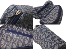 Load image into Gallery viewer, Christian Dior クリスチャンディオール サドルポーチ CR1000 トロッター柄 キャンバス レザー ネイビー ゴールド金具 良品 中古 4b000041