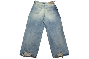 BALENCIAGA バレンシアガ 23AW デストロイ加工スーパーラージバギーデニムパンツ 697833 TDW14 インディゴ サイズM 美品 中古 4b000050