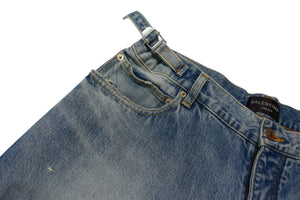 BALENCIAGA バレンシアガ 23AW デストロイ加工スーパーラージバギーデニムパンツ 697833 TDW14 インディゴ サイズM 美品 中古 4b000050