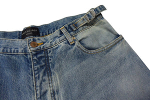 BALENCIAGA バレンシアガ 23AW デストロイ加工スーパーラージバギーデニムパンツ 697833 TDW14 インディゴ サイズM 美品 中古 4b000050