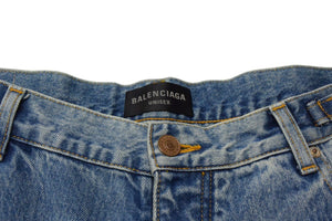 BALENCIAGA バレンシアガ 23AW デストロイ加工スーパーラージバギーデニムパンツ 697833 TDW14 インディゴ サイズM 美品 中古 4b000050