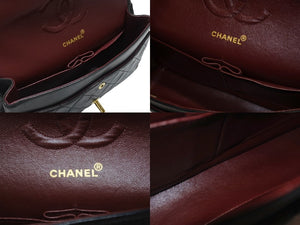 極美品 CHANEL シャネル マトラッセ 25 Wフラップ Wチェーンショルダーバッグ 5番台 ラムスキン ココマーク ブラック ゴールド金具 中古 4b005044