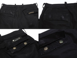 CHROME HEARTS クロムハーツ FATIGUE ファティーグ パンツ ブラック コットン シルバー925 クロスボタン ロゴ サイズ30 美品 中古 4b005052