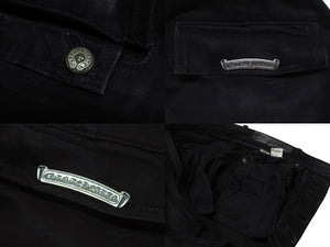 CHROME HEARTS クロムハーツ FATIGUE ファティーグ パンツ ブラック コットン シルバー925 クロスボタン ロゴ サイズ30 美品 中古 4b005052