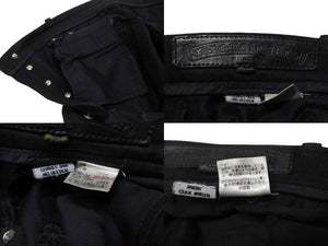 CHROME HEARTS クロムハーツ FATIGUE ファティーグ パンツ ブラック コットン シルバー925 クロスボタン ロゴ サイズ30 美品 中古 4b005052