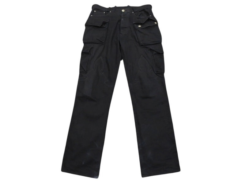 CHROME HEARTS クロムハーツ FATIGUE ファティーグ パンツ ブラック コットン シルバー925 クロスボタン ロゴ サイズ30 美品 中古 4b005052