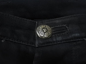 CHROME HEARTS クロムハーツ FATIGUE ファティーグ パンツ ブラック コットン シルバー925 クロスボタン ロゴ サイズ30 美品 中古 4b005052