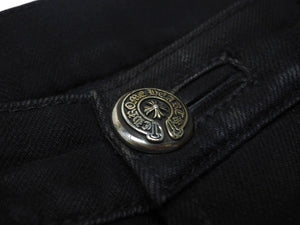 CHROME HEARTS クロムハーツ FATIGUE ファティーグ パンツ ブラック コットン シルバー925 クロスボタン ロゴ サイズ30 美品 中古 4b005052