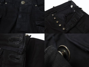 CHROME HEARTS クロムハーツ FATIGUE ファティーグ パンツ ブラック コットン シルバー925 クロスボタン ロゴ サイズ30 美品 中古 4b005052