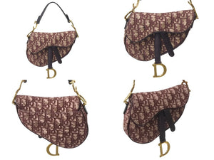 極美品 Christian Dior クリスチャンディオール ハンドバッグ オブリーク ミニ サドルバッグ トロッター レッド 05-RU-1128 中古 4b000063