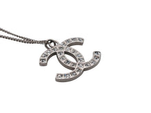 Load image into Gallery viewer, CHANEL シャネル ココマーク スクエアラインストーン ネックレス 重量約4.5g 09P刻印 全長約50cm シルバー メタル 美品 中古 4b006443