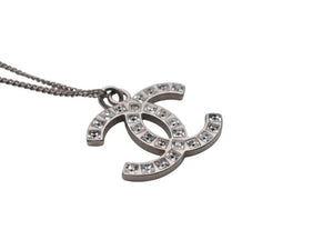 CHANEL シャネル ココマーク スクエアラインストーン ネックレス 重量約4.5g 09P刻印 全長約50cm シルバー メタル 美品 中古 4b006443