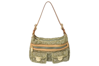LOUIS VUITTON ルイヴィトン バギーPM ショルダーバッグ M95213 モノグラムデニム カーキ ゴールド 美品 中古 4b000065