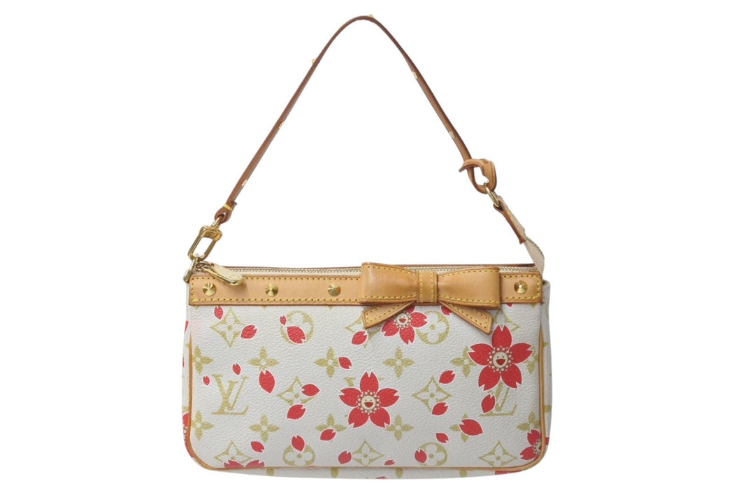 極美品 LOUIS VUITTON ルイヴィトン ポシェットアクセソワール チェリーブロッサム 村上隆コラボ M92008 ゴールド金具 中古 4b000068