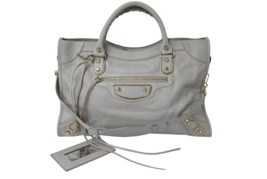 BALENCIAGA バレンシアガ The City ザ シティ ハンドバッグ ワンショルダー 2WAY 115748 レザー グレー 美品 中古 4b000078