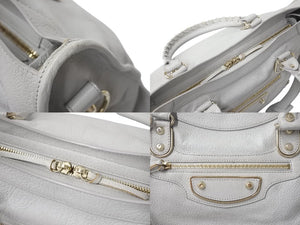 BALENCIAGA バレンシアガ The City ザ シティ ハンドバッグ ワンショルダー 2WAY 115748 レザー グレー 美品 中古 4b000078