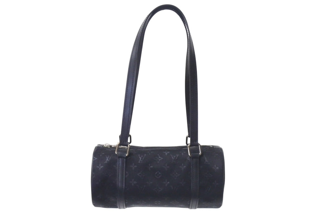 LOUIS VUITTON ルイヴィトン リトルパピヨン ハンドバッグ M92352 モノグラム サテン レザー ブラック シルバー金具 美品 中古 4b000817