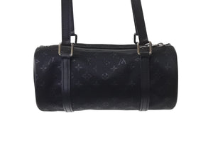 LOUIS VUITTON ルイヴィトン リトルパピヨン ハンドバッグ M92352 モノグラム サテン レザー ブラック シルバー金具 美品 中古 4b000817