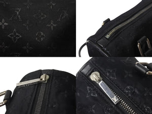 LOUIS VUITTON ルイヴィトン リトルパピヨン ハンドバッグ M92352 モノグラム サテン レザー ブラック シルバー金具 美品 中古 4b000817