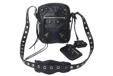BALENCIAGA バレンシアガ ルカゴールXS ショルダーバッグ 719065 2020S ブラック ラムスキン シルバー金具 美品 中古 4b000843