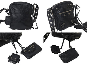 BALENCIAGA バレンシアガ ルカゴールXS ショルダーバッグ 719065 2020S ブラック ラムスキン シルバー金具 美品 中古 4b000843