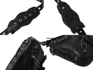 BALENCIAGA バレンシアガ ルカゴールXS ショルダーバッグ 719065 2020S ブラック ラムスキン シルバー金具 美品 中古 4b000843