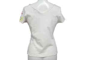 極美品 Christian Dior クリスチャンディオール フローラルプリント Vネック半袖Tシャツ 6P16155471 サイズ38 ガリアーノ期 中古 4b000851