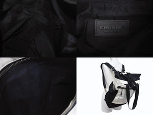 CHANEL シャネル スポーツライン リュック デイパック 2way ブラック ホワイト ナイロン キャンバス 美品 中古 4b000969