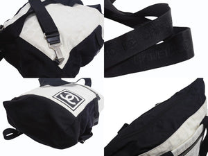 CHANEL シャネル スポーツライン リュック デイパック 2way ブラック ホワイト ナイロン キャンバス 美品 中古 4b000969