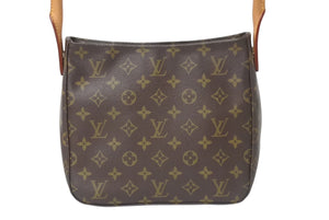 極美品 LOUIS VUITTON ルイヴィトン ルーピングMM ハンドバッグ M51146 モノグラム ゴールド金具 ブラウン 中古 4b000996