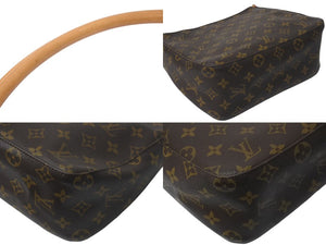 極美品 LOUIS VUITTON ルイヴィトン ルーピングMM ハンドバッグ M51146 モノグラム ゴールド金具 ブラウン 中古 4b000996