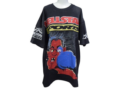 未使用 HELLSTAR ヘルスター ビガーザン サタン プリント半袖Tシャツ トップス コットンブラック サイズM 中古 4c076158 