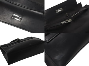HERMES エルメス □H刻印 ハンドバッグ ポシェットケリー ブラック エヴァーグレイン ルテニウム金具 中古 4b001031
