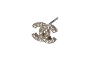 CHANEL シャネル ココマーク ピアス 重量約1.4g 09C刻印 シルバー メタル ラインストーン 両耳用 美品 中古 4b001035