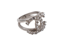 Load image into Gallery viewer, 極美品 CHANEL シャネル ココマーク リング 指輪 重量約5.3g D20K刻印 サイズ11.5号 メタル ラインストーン シルバー クリア 中古 4b001046